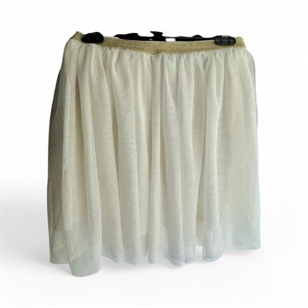Holiday Time Lined Cream/Off White Glitter Mesh Tutu Festive Party Skirt